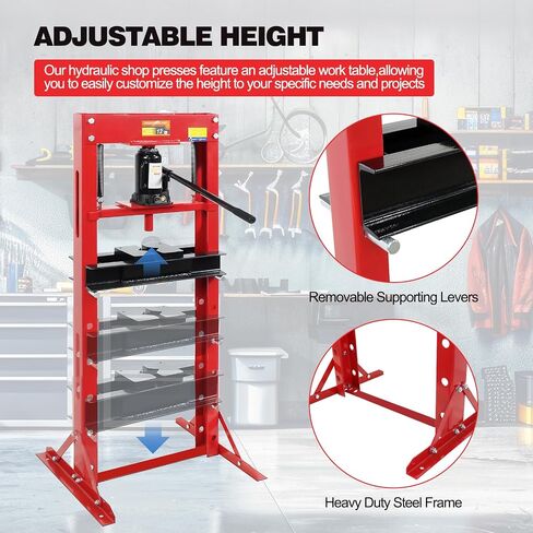 6T Hydraulic Press, 6 Ton H-Frame Garage Floor Hydraulic Benchtop Press Adjustable Hydraulic Shop Press with Plates,Red in Saudi Arabia