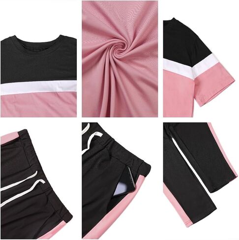 مجموعة أزياء LovelyWholesale مقاس كبير مكونة من قطعتين للنساء بدلة رياضية بأكمام قصيرة ومجموعة سراويل in Saudi Arabia