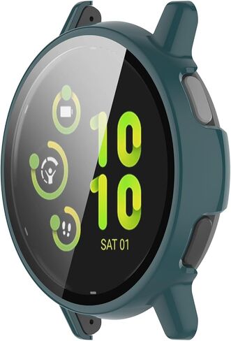 Fit for Garmin Vivoactive 5 Case Cover, Scratch-Resistant Full Coverage Hard PC Protective Case &Tempered Glass Screen Protector Bumper for Garmin Vivoactive 5/GarminActive 5 (Green) in Saudi Arabia