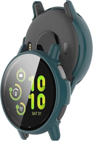 Fit for Garmin Vivoactive 5 Case Cover, Scratch-Resistant Full Coverage Hard PC Protective Case &Tempered Glass Screen Protector Bumper for Garmin Vivoactive 5/GarminActive 5 (Green) in Saudi Arabia