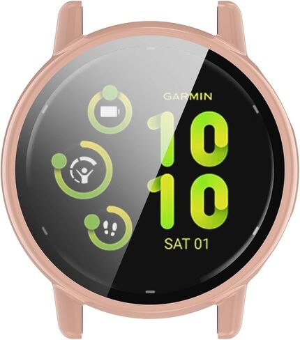 Fit for Garmin Vivoactive 5 Case Cover, Scratch-Resistant Full Coverage Hard PC Protective Case &Tempered Glass Screen Protector Bumper for Garmin Vivoactive 5/GarminActive 5 (Green) in Saudi Arabia