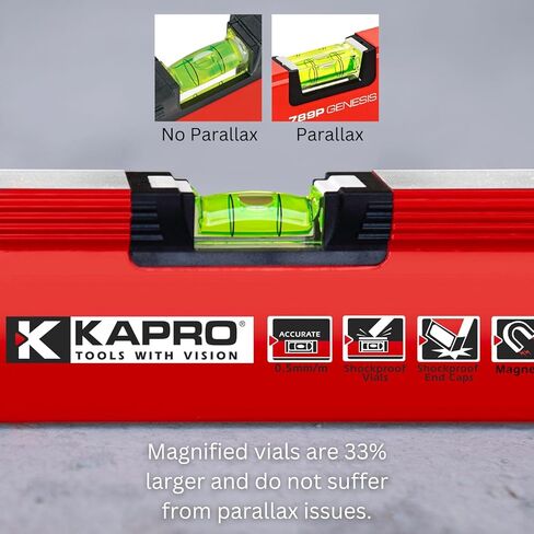 Kapro - 995-41X Vulcan Professional Box Level - Magnetic - Features Shock-Resistant Vials and Dual-View Plumb Site - VPA Tested - 24 Inch in Saudi Arabia