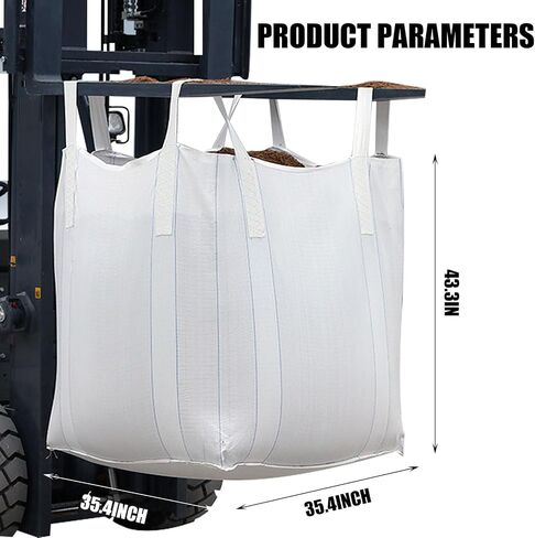 FIBC Bulk Bag 2650lbs Swl Safty Factor 3:1 1 ton With Handles 35.4"L*35.4"W*43.3"H Duffle Top Flat Bottom Woven Polypropylene PP Bag Large Opening Bulk Bag Heavy Duty Moving Pack Of 10 in Saudi Arabia
