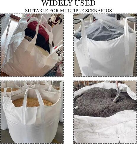 FIBC Bulk Bag 2650lbs Swl Safty Factor 3:1 1 ton With Handles 35.4"L*35.4"W*43.3"H Duffle Top Flat Bottom Woven Polypropylene PP Bag Large Opening Bulk Bag Heavy Duty Moving Pack Of 10 in Saudi Arabia