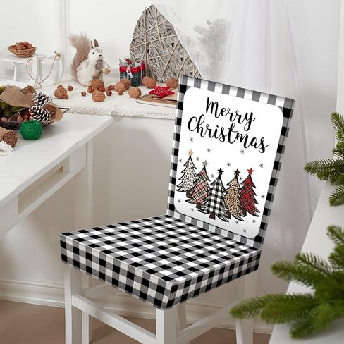 6 قطع من أغطية كراسي تناول الطعام في عيد الميلاد من Yinder، شجرة جاموس منقوشة قابلة للتمدد وقابلة للغسل وقابلة للإزالة وغطاء كرسي حامي لعيد الميلاد وغرفة الطعام والمطبخ والزفاف والفندق وحفلات العطلات in Kuwait