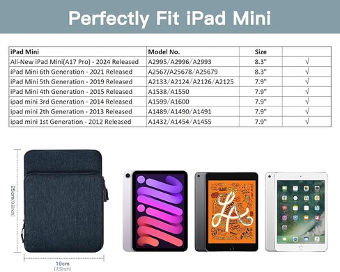 TiMOVO 9-11 Inch Tablet Sleeve for iPad Air 11 Inch 2024, iPad Pro 11 Inch 2024, iPad 10.2 2021-2019, iPad 10th 10.9 2022, iPad Air 5/4, Galaxy Tab A8 10.5/S8 11", Protective Bag with Pockets, Black in Saudi Arabia