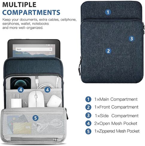 TiMOVO 9-11 Inch Tablet Sleeve for iPad Air 11 Inch 2024, iPad Pro 11 Inch 2024, iPad 10.2 2021-2019, iPad 10th 10.9 2022, iPad Air 5/4, Galaxy Tab A8 10.5/S8 11", Protective Bag with Pockets, Black in Saudi Arabia