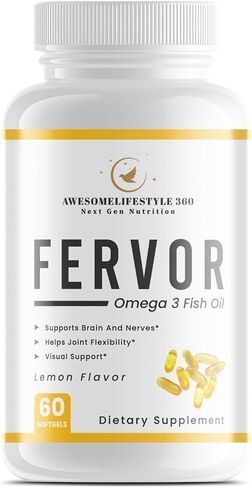 Awesomelifestyle360 Next Gen Nutrition Fervor Omega 3 Fish Oil Softgel Supports Brain and Nerves, Helps Joint Flexibility and Visual Support (60 Softgel) in Saudi Arabia