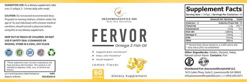 Awesomelifestyle360 Next Gen Nutrition Fervor Omega 3 Fish Oil Softgel Supports Brain and Nerves, Helps Joint Flexibility and Visual Support (60 Softgel) in Saudi Arabia