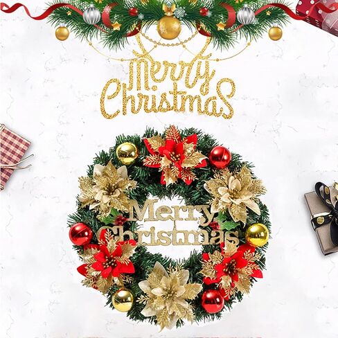 frcctre 30 حزمة 5 بوصة عيد الميلاد بريق البونسيتة الزهور، بريق عيد الميلاد الزهور الاصطناعية الزينة مع مقاطع وينبع شجرة عيد الميلاد الحلي لعيد الميلاد حفل زفاف إكليل ديكور in Kuwait