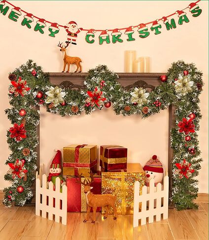 frcctre 30 حزمة 5 بوصة عيد الميلاد بريق البونسيتة الزهور، بريق عيد الميلاد الزهور الاصطناعية الزينة مع مقاطع وينبع شجرة عيد الميلاد الحلي لعيد الميلاد حفل زفاف إكليل ديكور in Kuwait