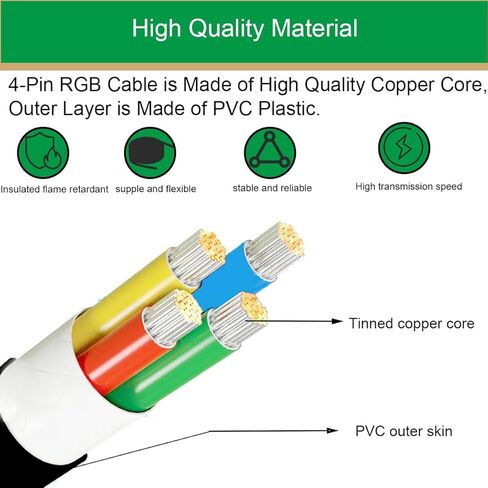 4-Pin RGB Extension Cable to 4-Pin Male/Female Adapter Cable Cord 12v for LED Strips, Computer Fans, Motherboards (0.98 Ft, 3 Male Wires, 3 Female Wires) with 6 pcs 4-Pin Male Pins in Kuwait