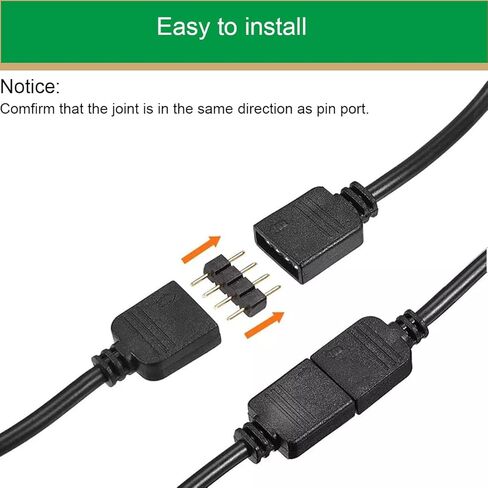 4-Pin RGB Extension Cable to 4-Pin Male/Female Adapter Cable Cord 12v for LED Strips, Computer Fans, Motherboards (0.98 Ft, 3 Male Wires, 3 Female Wires) with 6 pcs 4-Pin Male Pins in Kuwait