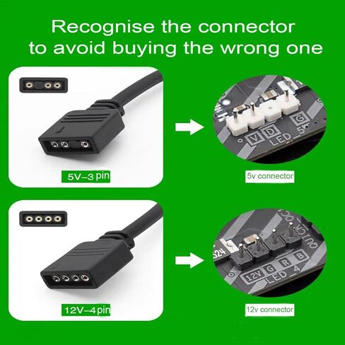 4-Pin RGB Extension Cable to 4-Pin Male/Female Adapter Cable Cord 12v for LED Strips, Computer Fans, Motherboards (0.98 Ft, 3 Male Wires, 3 Female Wires) with 6 pcs 4-Pin Male Pins in Kuwait