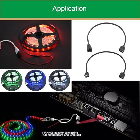 4-Pin RGB Extension Cable to 4-Pin Male/Female Adapter Cable Cord 12v for LED Strips, Computer Fans, Motherboards (0.98 Ft, 3 Male Wires, 3 Female Wires) with 6 pcs 4-Pin Male Pins in Kuwait