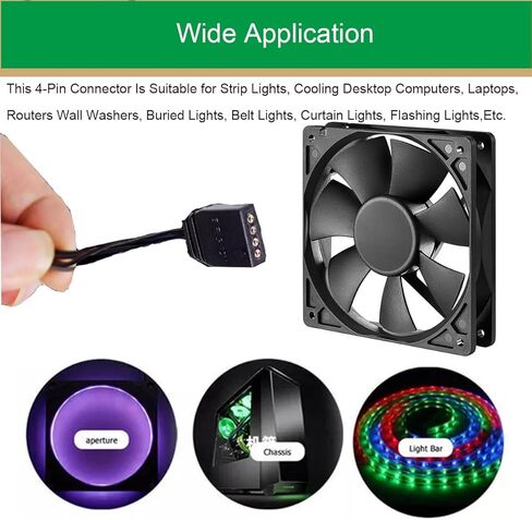 4-Pin RGB Extension Cable to 4-Pin Male/Female Adapter Cable Cord 12v for LED Strips, Computer Fans, Motherboards (0.98 Ft, 3 Male Wires, 3 Female Wires) with 6 pcs 4-Pin Male Pins in Kuwait