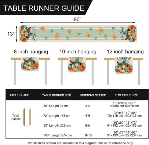Seliem Thanksgiving Pumpkin Starfish Coral Table Runner, Thankful Cornucopia Sea Ocean Fall Coastal Kitchen Dining Table Decor, Autumn Nautical Home Decoration Indoor Outdoor Party Supply 13x72 Inches in Saudi Arabia