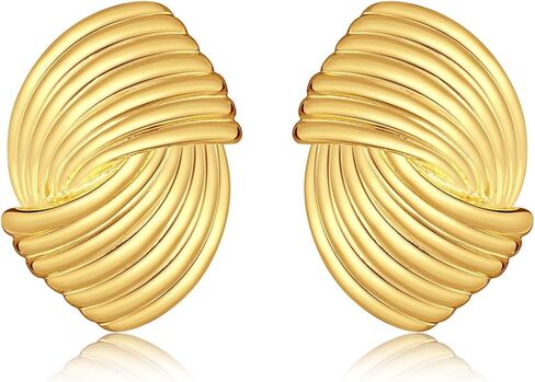 Gold Geometric Earrings for Women, Trendy Chunky Gold Stud Earrings Vintage Statement Earrings Hypoallergenic Dupes Jewelry for Women Gifts for Her in Kuwait