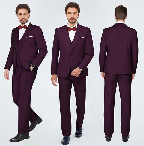 MAGE MALE Men's 3 Pieces Suit Elegant Solid One Button Slim Fit Single Breasted Party Blazer Vest Pants Set in Kuwait