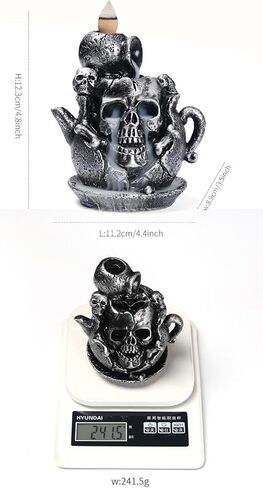 حامل البخور السيراميكي على شكل جمجمة بشرية، مبخرة بخور بتدفق خلفي، حاملات مخروطية للبخور مصنوعة يدويًا، تمثال ديكور منزلي هدية، زينة تمثال in Kuwait