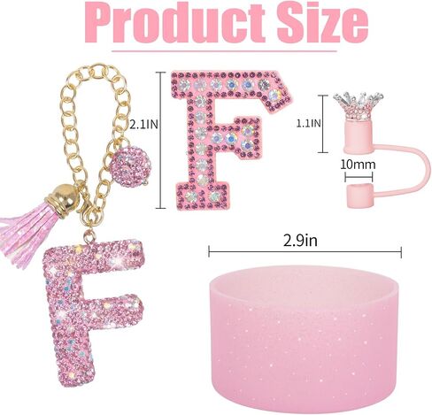 JUNIQUTE Pink Diamond Letter Charms Accessories For Handle Set,Bottom Protector for 40oz 30oz Stanley Cup Diamond Crown Straw Cover & Diamond Sticker (M) in Saudi Arabia
