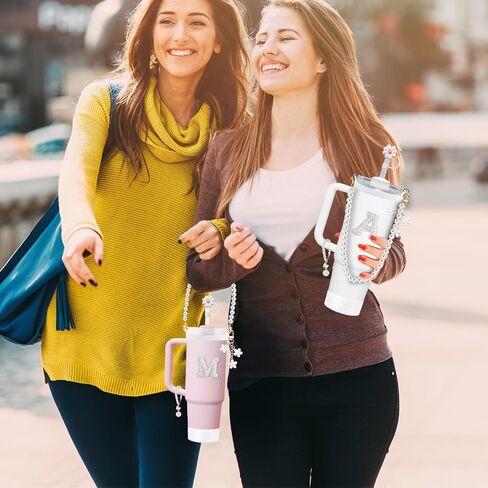 مجموعة إكسسوارات الأكواب لستانلي - بما في ذلك حزام اللؤلؤ الذي يحمل زجاجة مياه، وملصق سحر حرف المقبض، وغطاء قش كأس السيليكون لكأس ستانلي 40 أونصة و30 أونصة طقم ملحقات بهلوان R in Saudi Arabia