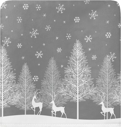 Grey Christmas Tree Chair Covers Set of 4 for Dining Room, Gray Xmas Elk Winter Snowflake Chair Back Cover Removable Kitchen Chair Slipcovers Seat Protector for Party Banquet Christmas Decorations in Saudi Arabia