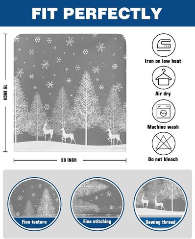 Grey Christmas Tree Chair Covers Set of 4 for Dining Room, Gray Xmas Elk Winter Snowflake Chair Back Cover Removable Kitchen Chair Slipcovers Seat Protector for Party Banquet Christmas Decorations in Saudi Arabia