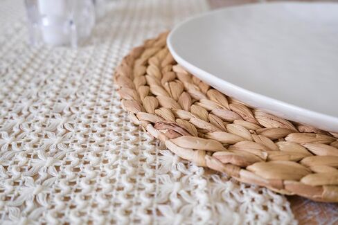 مفرش طاولة بوهو مع شرابات مقاس 11.8 × 70 بوصة (180 × 30 سم) مفرش طاولة كريمي لديكور منزل المزرعة ومفرش طاولة لتناول الطعام البوهيمي وديكور غرفة النوم ودش الزفاف الريفي من بابل مينت in Saudi Arabia