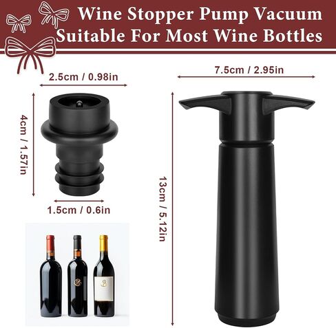 Philorn Wine Saver Pump with 8 Vacuum Stoppers, Wine Stopper, Wine Preserver, Wine Pump and Wine Vacuum Stopper, Reusable Bottle Sealer Keeps Wine Fresh for Kitchen Office Home Party, Black in Kuwait