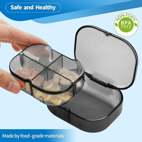 Daily Pill Organizer, 4 Compartments Portable Pill Box with Moisture-Proof Design, Cute Medicine Organizer to Hold Vitamin, Fish Oil, Supplements and Medication in Saudi Arabia