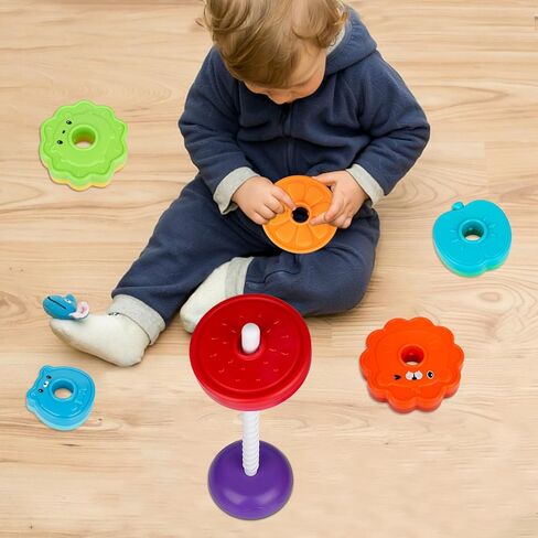 لعبة التراص الدوارة التعليمية المطورة، لعبة حلقات التراص للأطفال، ألعاب تعليمية للأطفال الصغار من مونتيسوري لعمر 1+ سنة، ألعاب حسية للأطفال، هدية للأطفال البنات والأولاد بعمر 12 شهرًا فما فوق in Kuwait