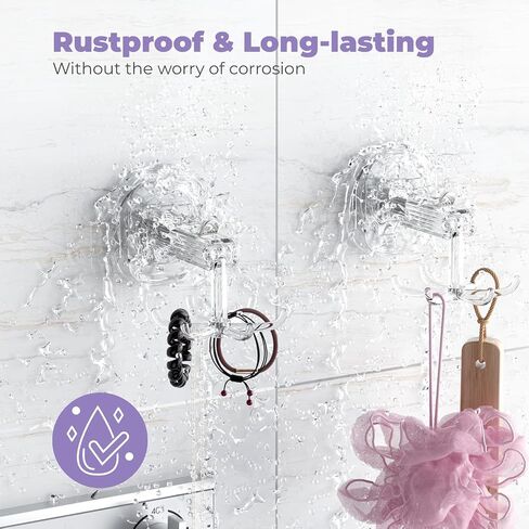 Swivel Hook with Suction Cup, 6 Claws 360° Rotation, No Drilling Reusable Shower Hook for Bathroom, Wall Ceiling Mounted Bathroom Towel Hook Kitchen Living Room Stylish Clear in Saudi Arabia