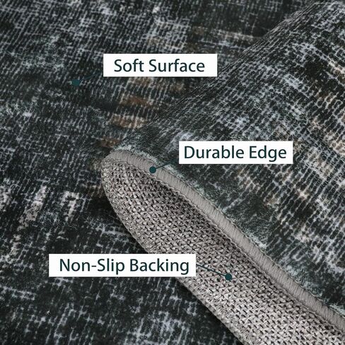 8x10 Area Rug Machine Washable Rug for Living Room Plaid Checkered Indoor Accent Rug Stain Resistant Non-Slip Modern Abstract Aesthetic Floor Cover Carpet for Home Decor, Dark Grey in Saudi Arabia
