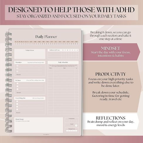 ADHD Daily Planner for Neurodivergent Adults - Productivity Daily Planner & Task Management to Stay Organized and Focused - A5 Pastel Rainbow in Kuwait