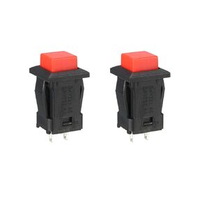 Push Button Switch 1NO Latching Square Button, [for Light Relay] - 12mm / Red / 2 Pcs