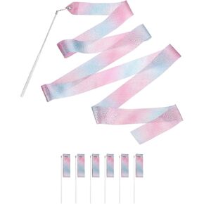 uxcell Sparkling Dance Ribbon Flash Gymnastics Ribbon Streamers Shining Silk Dance Ribbon Wand for Dance Streamers in Kuwait