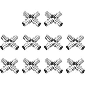 uxcell 10Pcs Structural Pipe Connector, 180 Degree 5 Way Metal Joint Chain Link Fence Clamp, Stainless Steel Corner Fitting End Rails Clamps, Silver