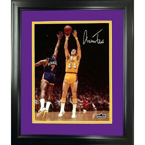 Framed Jerry West Facsimile Laser Engraved Signature Auto 11"x14" Basketball Photo HOFSM Holo