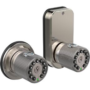 Double Sided Keyless Door Knob Lock with Fingerprint and Keypad, Smart Doorknob with Dual Cylinders for Exterior or Interior Door(Double Sided Fingerprint Satin Nickel)