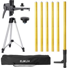 عمود مستوى ليزر Elikliv بطول 13.8 قدم، عمود دعم قوس من 1/4 بوصة - 20 و5/8 بوصة - 11 محول خيط، عمود مستوى قابل للتعديل مع حامل ثلاثي القوائم يستخدم من قبل المقاول ومصمم DIY لموقع البناء، تصميم منزلي بنفسك in Kuwait