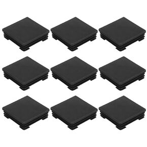 uxcell 9Pcs Square Plastic Plug Insert, 2.76" x 2.76" Black Plastic Plugs End Cap Tube Cover for 63-68mm Inner Size Metal Pipe Post Furniture Chair Legs
