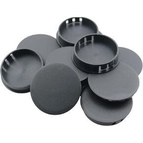 RLECS 10PCS Black Recessed Hole Plugs 50mm Round Flush Hole Plugs Snap-in Locking Hole Tube Hollow End Caps Tube Insert Plugs for Steel Furniture Table Legs Cabinets Electrical Boxes Pre-Holes
