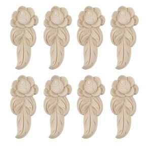 8Pcs Wood Carving Appliques Wooden Carved Onlay Appliques Roman Column Stigma Decoration for DIY European Style Wall Bed Door Fireplace Dresser (Type-2)