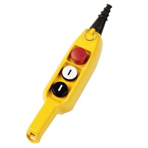 Automation Systems Interconnect P03.2 3 Button Ergonomic Grip Pendant Station, 2 Push Buttons, 1 Emergency Stop, 4No/1NC Contacts, UP-Down Arrows