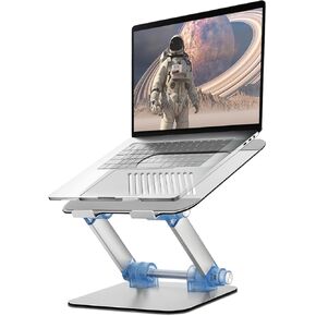 Foldable Portable Laptop Computer Stand, Well-Built Adjustable Folding Anti-Skid Raise Tilt Align Ergonomic Tablet Strong Laptop Mount Stands Notebook Compatible with iPad All Laptops (Silver)