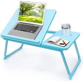 Laptop Desk for Bed Couch, Portable Lap Desk/ Stand for Laptop, Small Adjustable Foldable Bed Table for Laptop and Writing, Bed Tray Table with Cup Holder(Black)