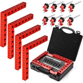 Corner Clamp for Woodworking, 4-Pack 90-Degree Right Angle Clamp, 5.5" x 5.5" Aluminum Alloy Precision Positioning Clamping Squares for Picture Frames, Boxes, Cabinets, Drawers