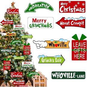 Christmas Tree Decoration Set - 16 Pcs Christmas Hanging Signs, Xmas Ornaments for Home Indoor Decor