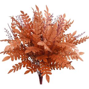 4 Pcs Artificial Flowers Outdoors Fall Greenery Stems Orange Fall Leaves Shrubs Bushes Faux Plants Artificial Flowers Autumn Branches for Thanksgiving Table Centerpieces Harvest Festival Decor